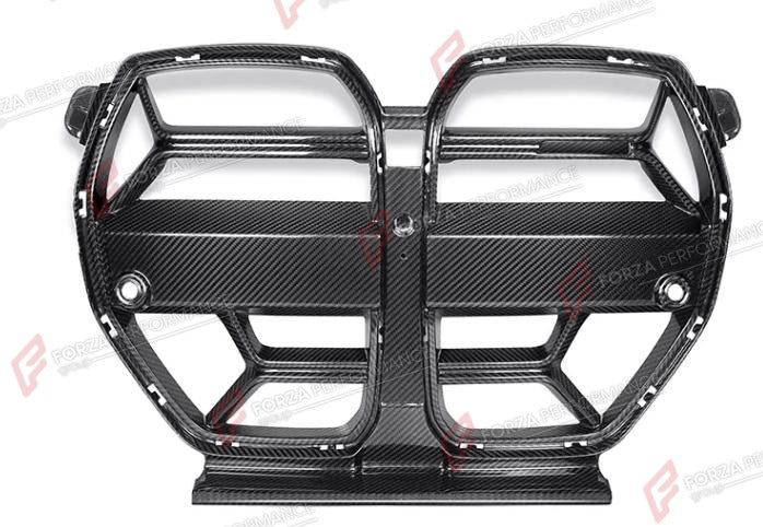 DRY CARBON FRONT GRILLE CSL STYLE WITHOUT ACC for BMW M3 G80 2021+
Set includes:

Front Grille
Material: Dry Carbon

NOTE: For G80 M3 only. Professional installation is required.