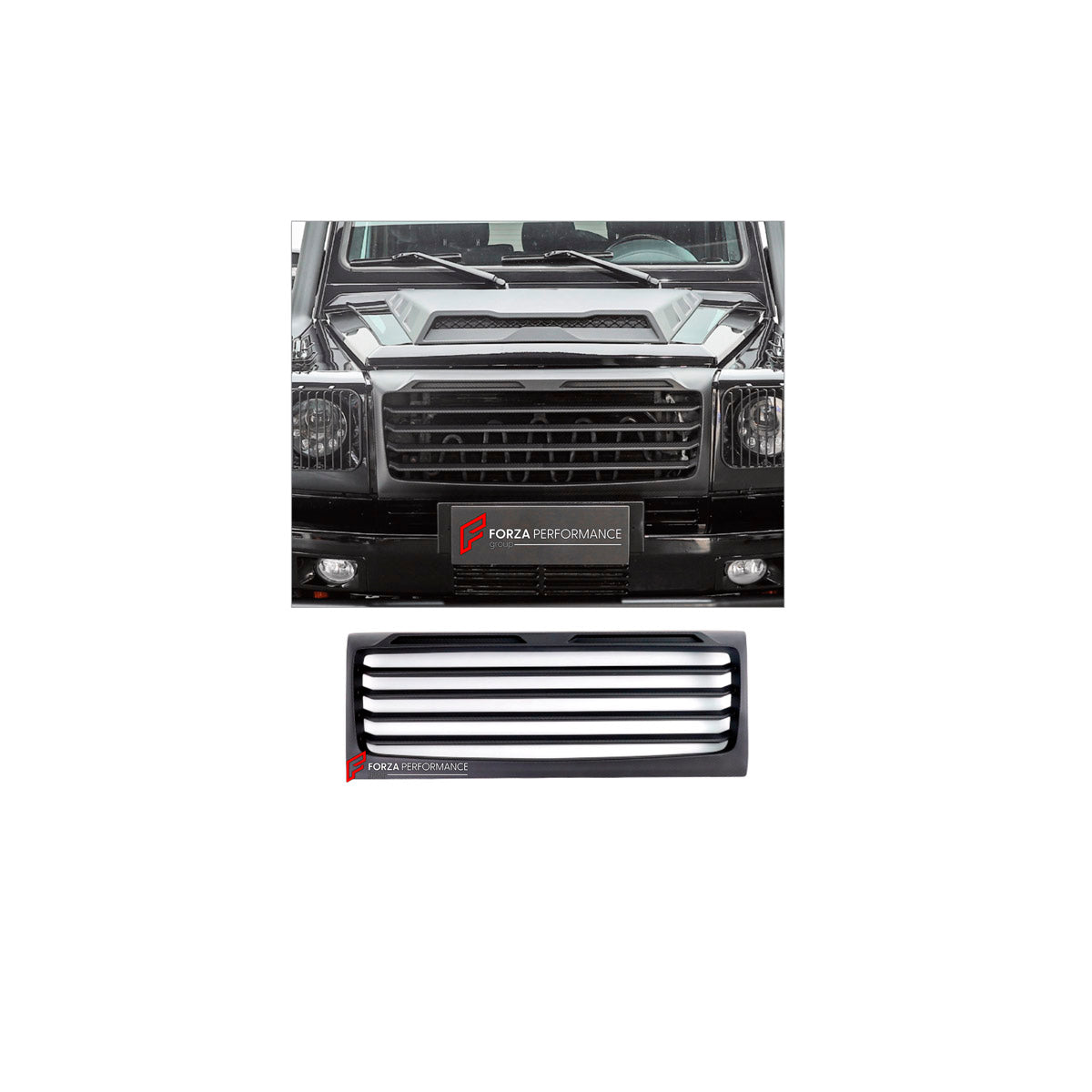 DRY CARBON FRONT GRILLE for MERCEDES-BENZ G-CLASS W463 G55 2008 - 2018 FORZA PERFORMANCE custom fit TI MECH ll

Set includes:
Front Grille

Material: Dry Carbon

NOTE: Professional installation is required.