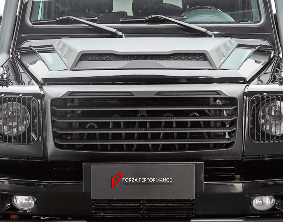 DRY CARBON FRONT GRILLE for MERCEDES-BENZ G-CLASS W463 G55 2008 - 2018 FORZA PERFORMANCE custom fit TI MECH ll

Set includes:
Front Grille

Material: Dry Carbon

NOTE: Professional installation is required.