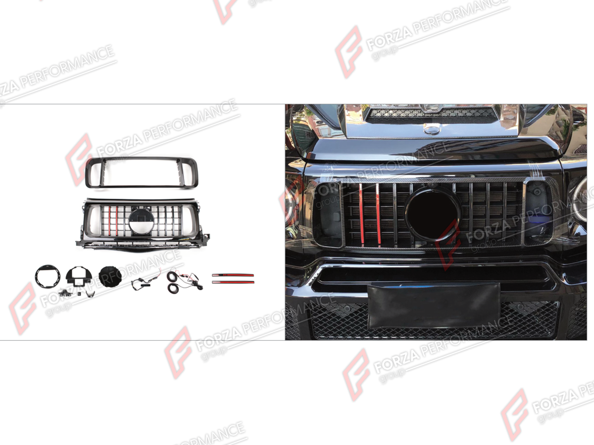 DRY CARBON FRONT GRILLE for MERCEDES-BENZ G-CLASS W464 2019 - 2024 FORZA PERFORMANCE custom fit R Style

Set includes:
Front Grille

Material: Dry Carbon

NOTE: Professional installation is required.