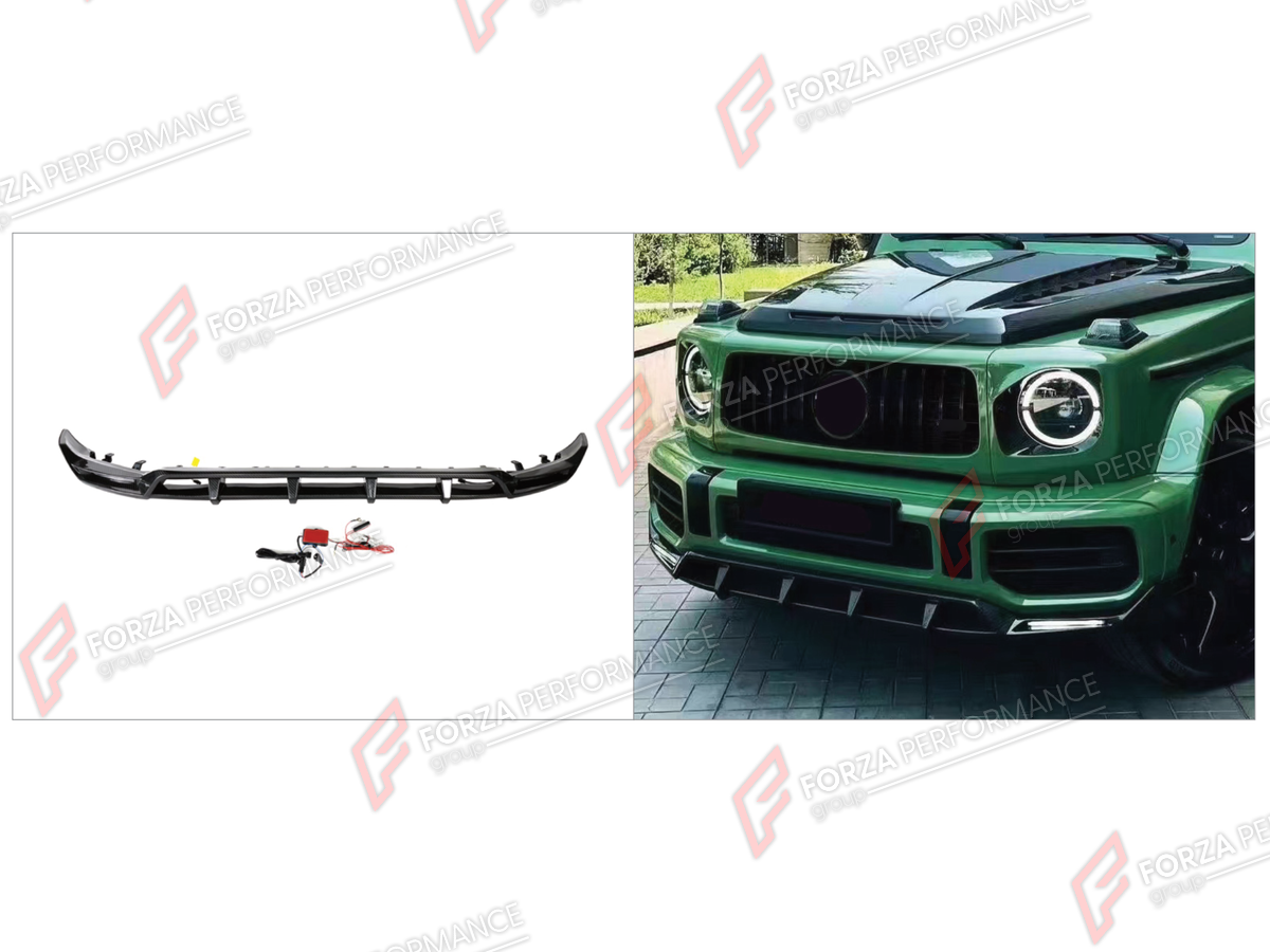 DRY CARBON FRONT LIP for MERCEDES-BENZ G-CLASS W464 2019 - 2024 FORZA PERFORMANCE custom fit Shark Style

Set includes:
Front Lip

Material: Dry Carbon

NOTE: Professional installation is required.