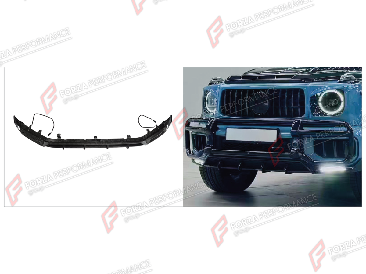 DRY CARBON FRONT LIP for MERCEDES-BENZ G-CLASS W465 G63 G450D G500 G550 2025+ FORZA PERFORMANCE custom fit TOP Style

Set includes:
Front Lip

Material: Dry Carbon

NOTE: Professional installation is required.