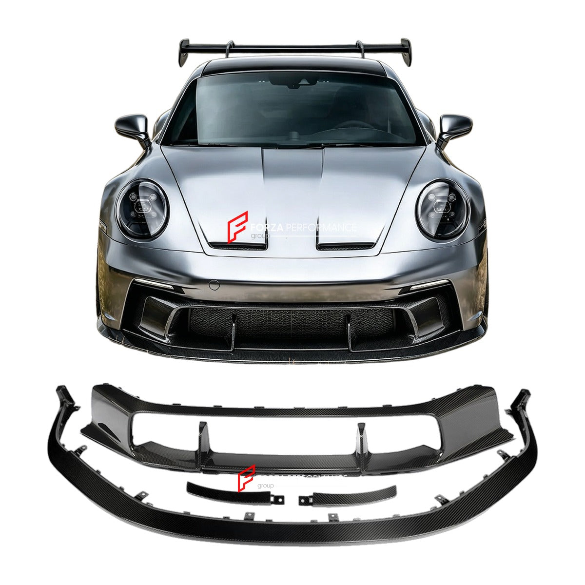 DRY CARBON FRONT LIP for PORSCHE 911 992 GT3 2022+ FORZA PERFORMANCE Custom Fit
Set includes:

Front Lip
Air Vent Covers
Material: Dry Carbon

NOTE: Professional installation is required.

Why “Contact Us for Pricing”?
We don’t display fixed prices because our goal is to offer you the most competitive deal possible. Product costs often decrease over time, and by requesting a quote, you’ll receive our most up-to-date price on market.

SECURED PAYMENT METHODS
PayPal (+4.4% fee)
Visa / Mastercard / American Ex