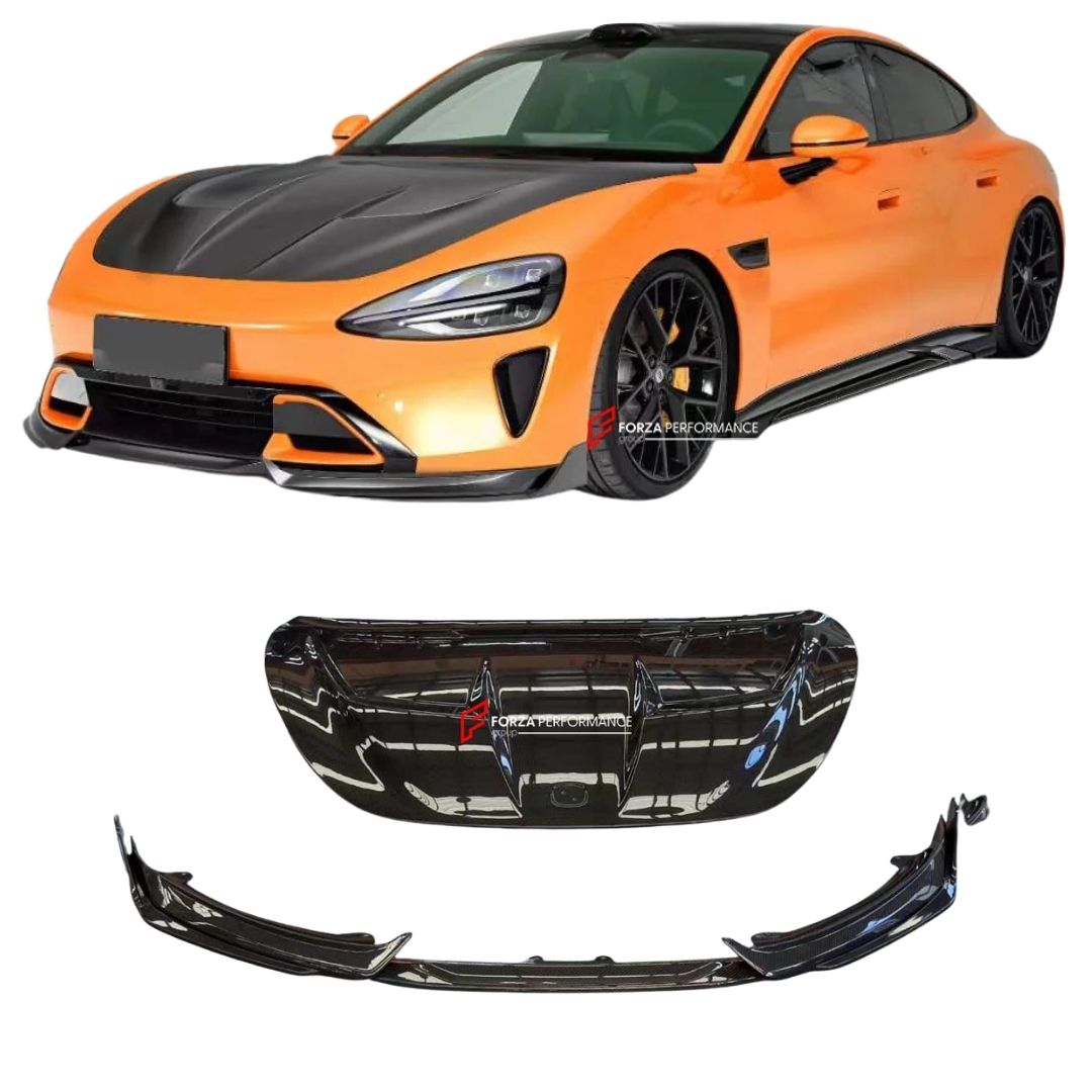 DRY CARBON FRONT LIP HOOD BONNET for XIAOMI SU7 2024+
Set includes:

Front Lip
Hood Bonnet
Material: Dry Carbon

NOTE: Professional installation is required.