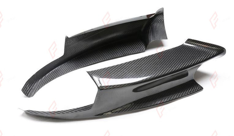 DRY CARBON FRONT SPLITTERS MP STYLE for BMW M3 E90 E92 E93 2008 - 2013
Set includes:

Front Splitters
Material: Dry Carbon

NOTE: Add-on type - installs over the original part. Professional installation is required.