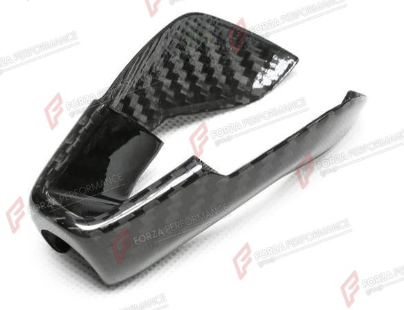 DRY CARBON GEAR SHIFTER COVER for BMW M3 G80 2021+
Set includes:

Gear Shifter Cover
Material: Dry Carbon

NOTE: For G80 M3 only. Add-on type - installs over the original part. Professional installation is required.