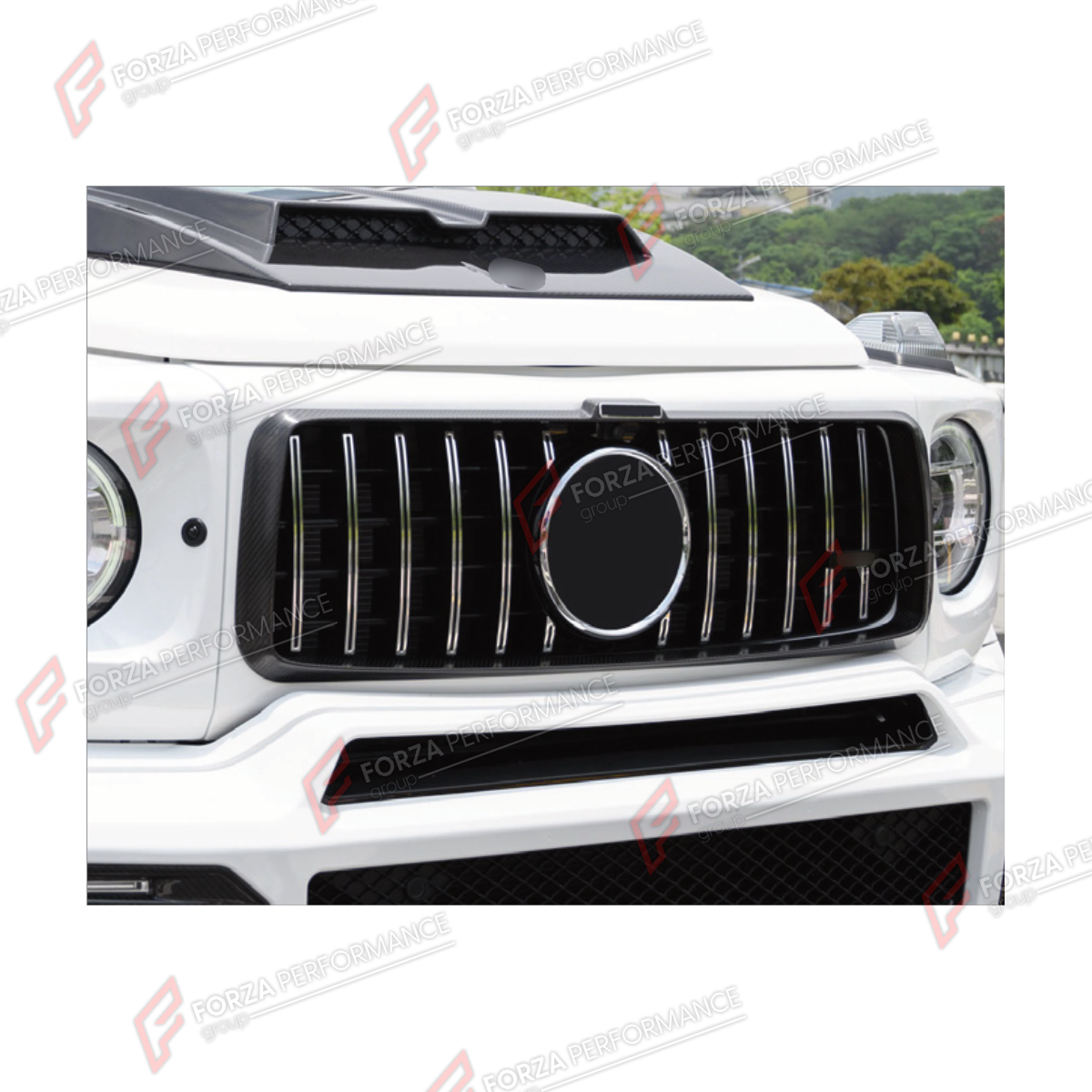 DRY CARBON GRILLE FRAME for MERCEDES-BENZ G-CLASS W464 G63 2019 - 2024

Set includes:
Grille Frame

Material: Dry Carbon

NOTE: Professional installation is required.