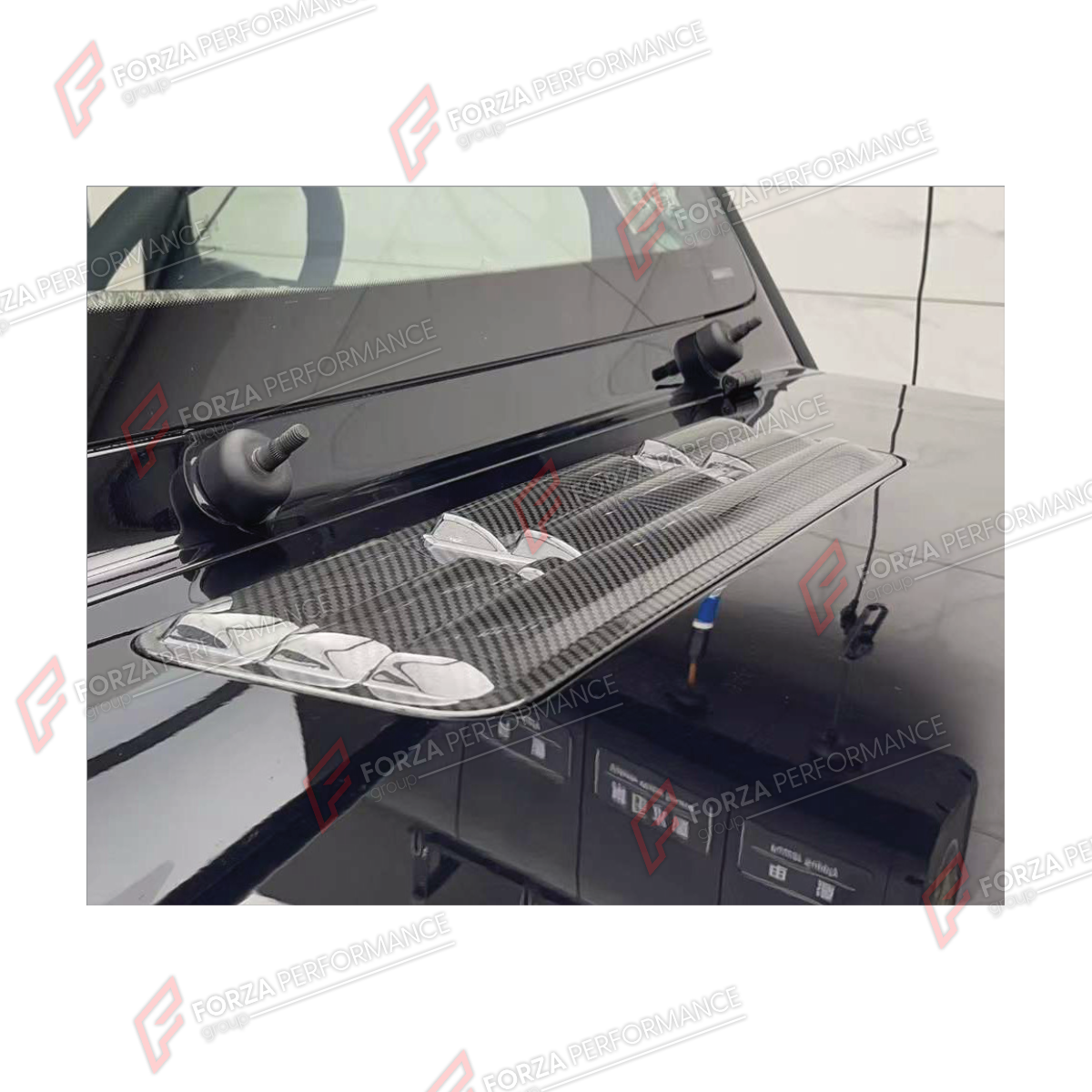 DRY CARBON HOOD BONNET AIR VENTS for MERCEDES-BENZ G-CLASS W464 2019 - 2024

Set includes:
Hood Bonnet Air Vents

Material: Dry Carbon

NOTE: Professional installation is required.