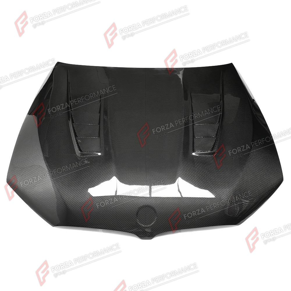 DRY CARBON HOOD BONNET for BMW M5 F90 2018 - 2023 V Style
Set includes:

Hood Bonnet
Material: Dry Carbon

NOTE: Professional installation is required.