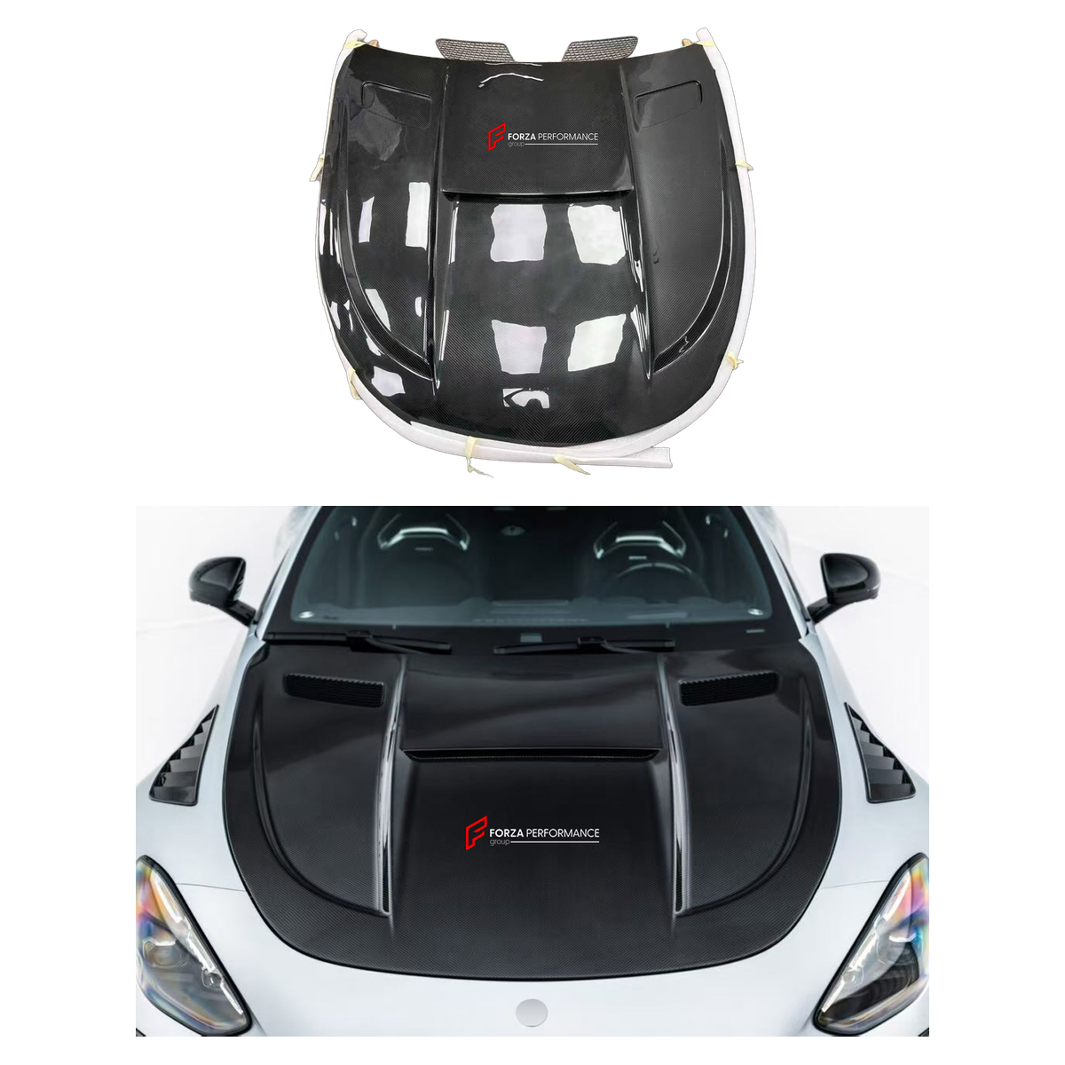 DRY CARBON HOOD BONNET for MERCEDES-BENZ AMG GT50 GT63 C192 COUPE 2024+ FORZA PERFORMANCE custom fit Mansory Style

Set includes:
Hood Bonnet

Material: Dry Carbon

NOTE: Professional installation is required.