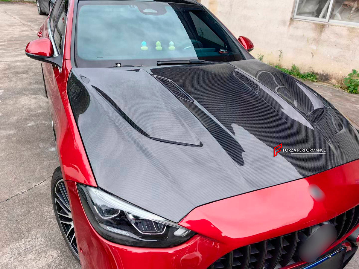 DRY CARBON Hood Bonnet for Mercedes Benz C Class W206 2021+
Set includes:

Hood Bonnet
Material: Dry Carbon

NOTE: Professional installation is required.