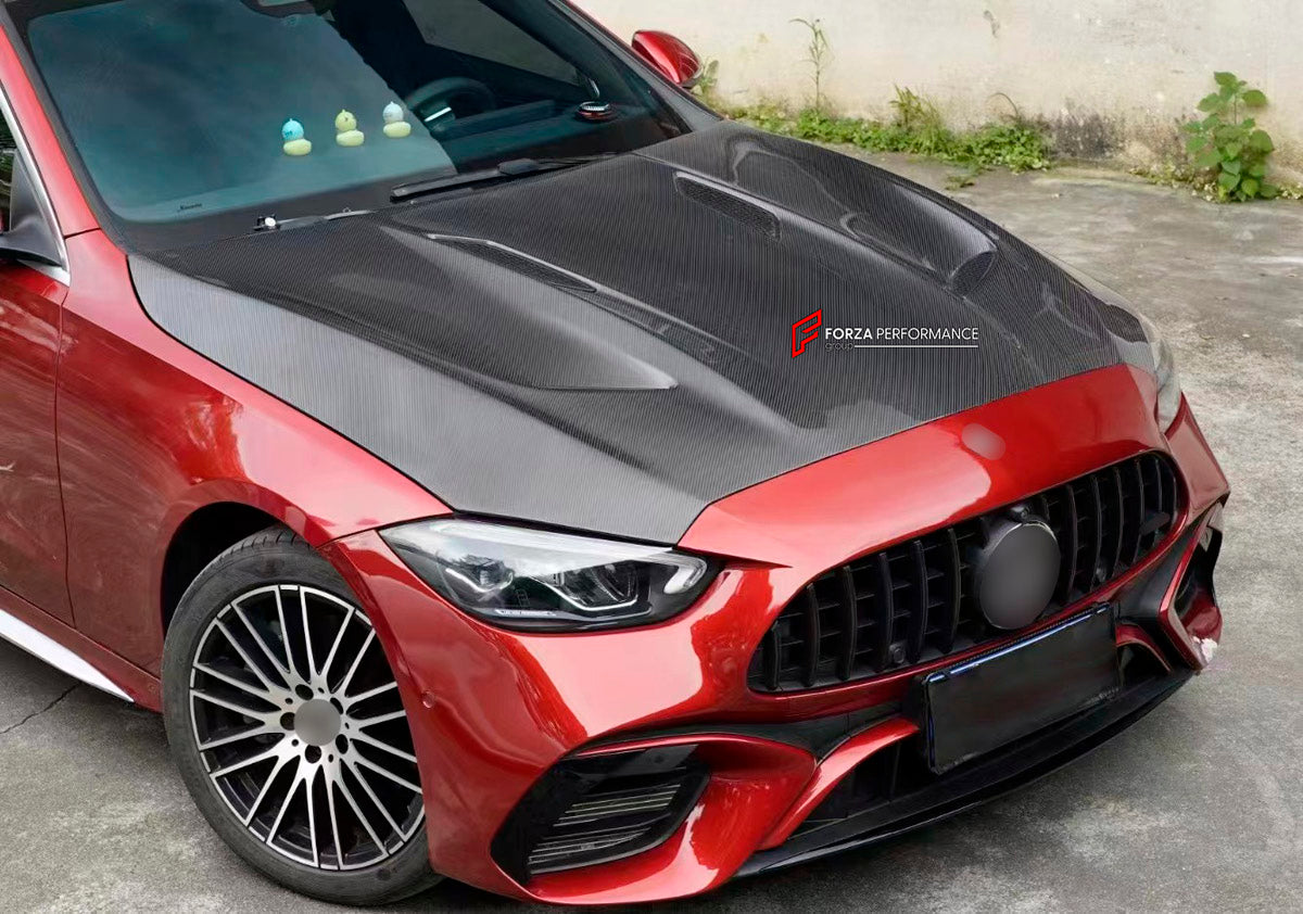 DRY CARBON Hood Bonnet for Mercedes Benz C Class W206 2021+
Set includes:

Hood Bonnet
Material: Dry Carbon

NOTE: Professional installation is required.