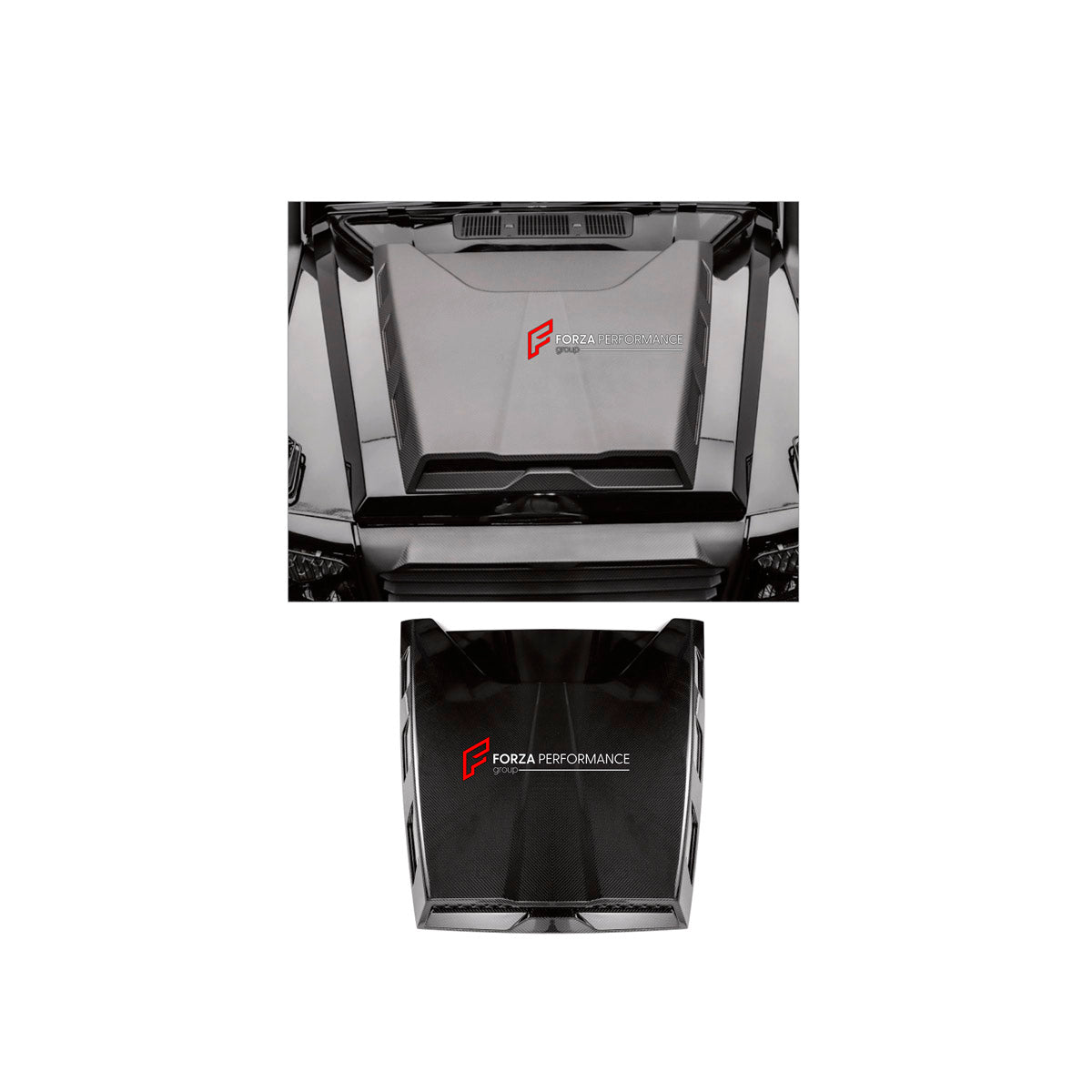 DRY CARBON HOOD BONNET for MERCEDES-BENZ G-CLASS W463 G55 2008 - 2018 FORZA PERFORMANCE custom fit TI MECH II

Set includes:
Hood Bonnet

Material: Dry Carbon

NOTE: Professional installation is required.