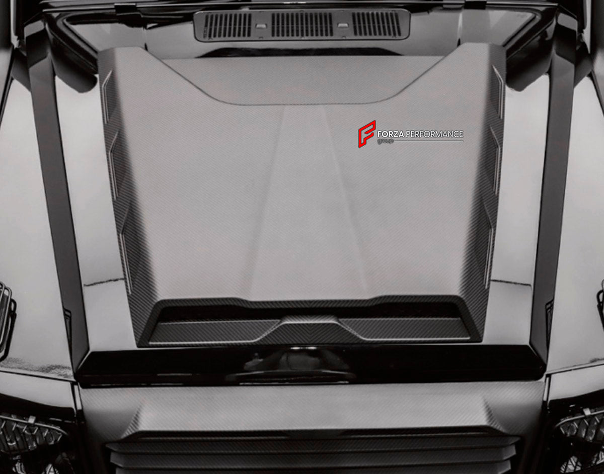 DRY CARBON HOOD BONNET for MERCEDES-BENZ G-CLASS W463 G55 2008 - 2018 FORZA PERFORMANCE custom fit TI MECH II

Set includes:
Hood Bonnet

Material: Dry Carbon

NOTE: Professional installation is required.