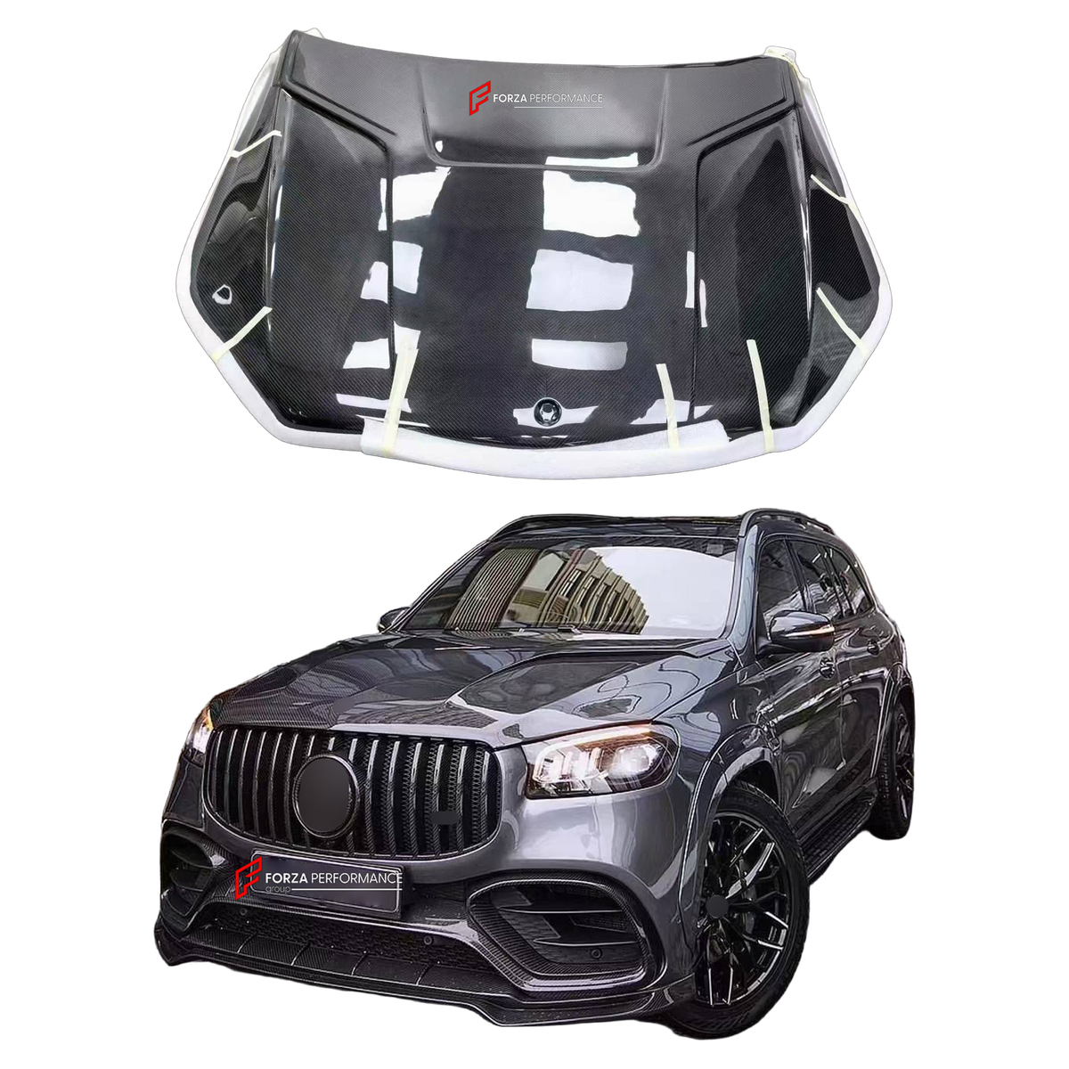 DRY CARBON HOOD BONNET for MERCEDES-BENZ GLS-CLASS X167 2019 - 2023 FORZA PERFORMANCE custom fit Larte Design Style

Set includes:
Hood Bonnet

Material: Dry Carbon

NOTE: Professional installation is required.