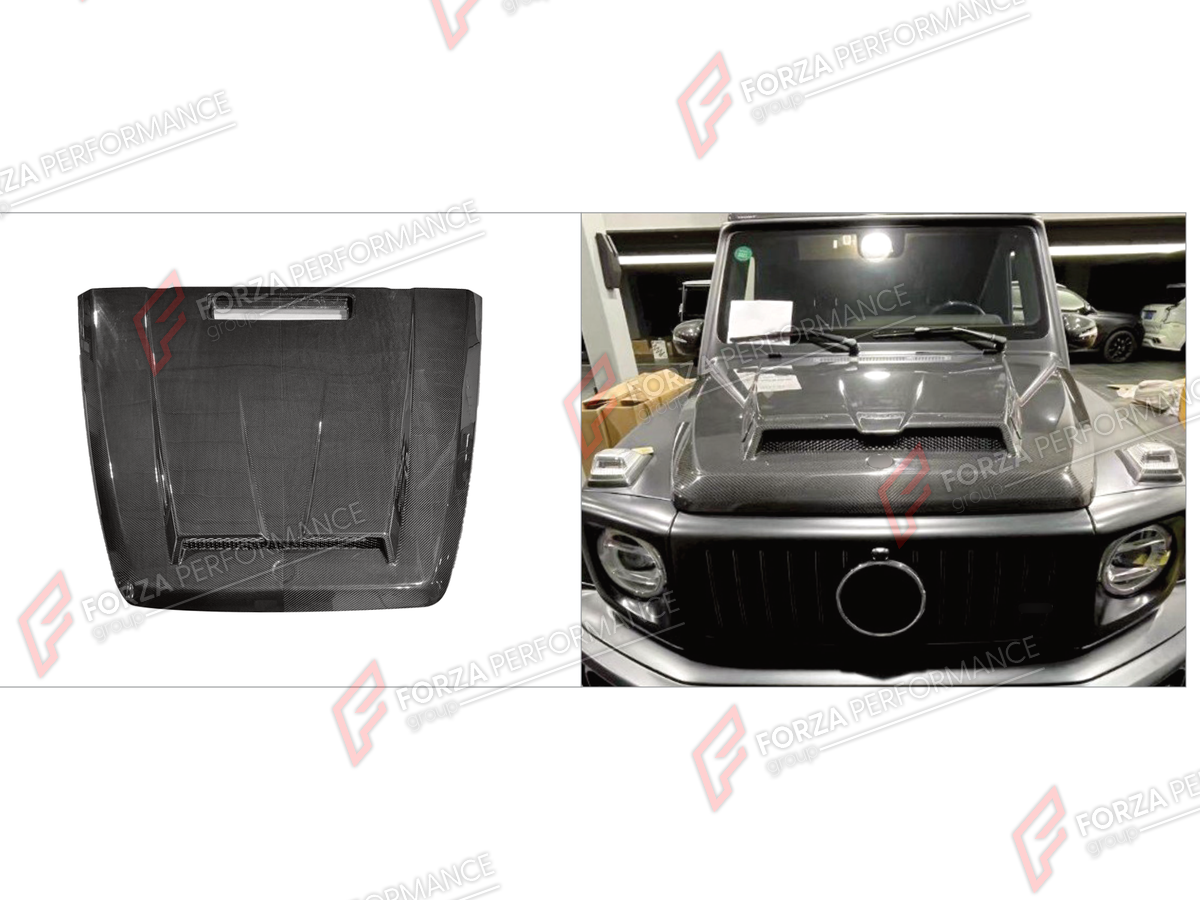 DRY CARBON HOOD BONNET for MERCEDES-BENZ G-CLASS W464 2019 - 2024 FORZA PERFORMANCE custom fit M Style

Set includes:
Hood Bonnet

Material: Dry Carbon

NOTE: Professional installation is required.
