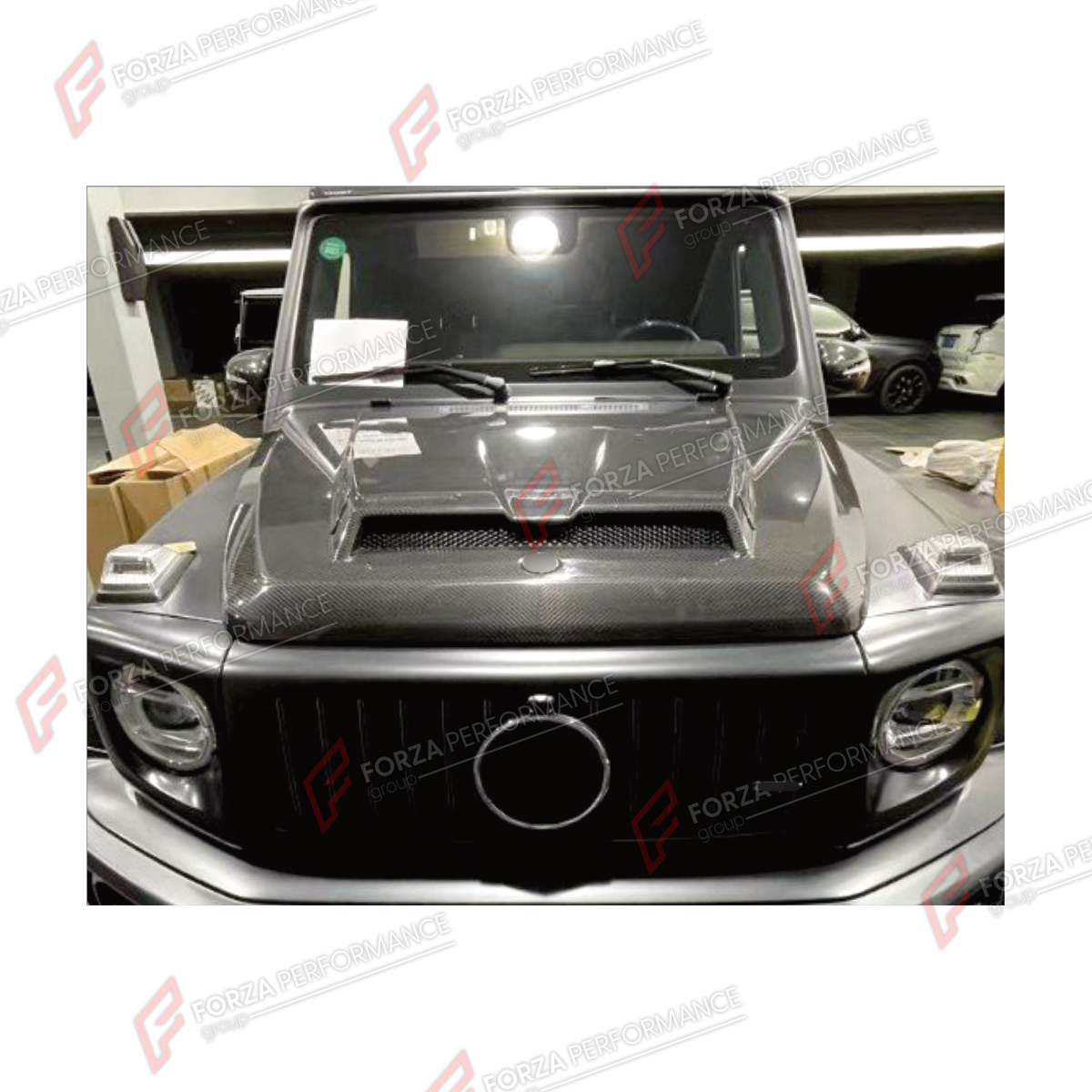 DRY CARBON HOOD BONNET for MERCEDES-BENZ G-CLASS W464 2019 - 2024 FORZA PERFORMANCE custom fit M Style

Set includes:
Hood Bonnet

Material: Dry Carbon

NOTE: Professional installation is required.