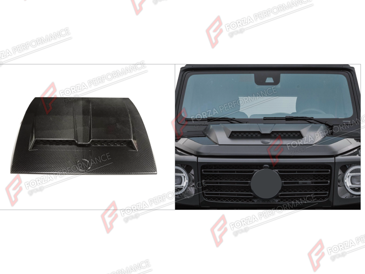 DRY CARBON HOOD BONNET for MERCEDES-BENZ G-CLASS W464 2019 - 2024 FORZA PERFORMANCE custom fit BA Style

Set includes:
Hood Bonnet

Material: Dry Carbon

NOTE: Professional installation is required.