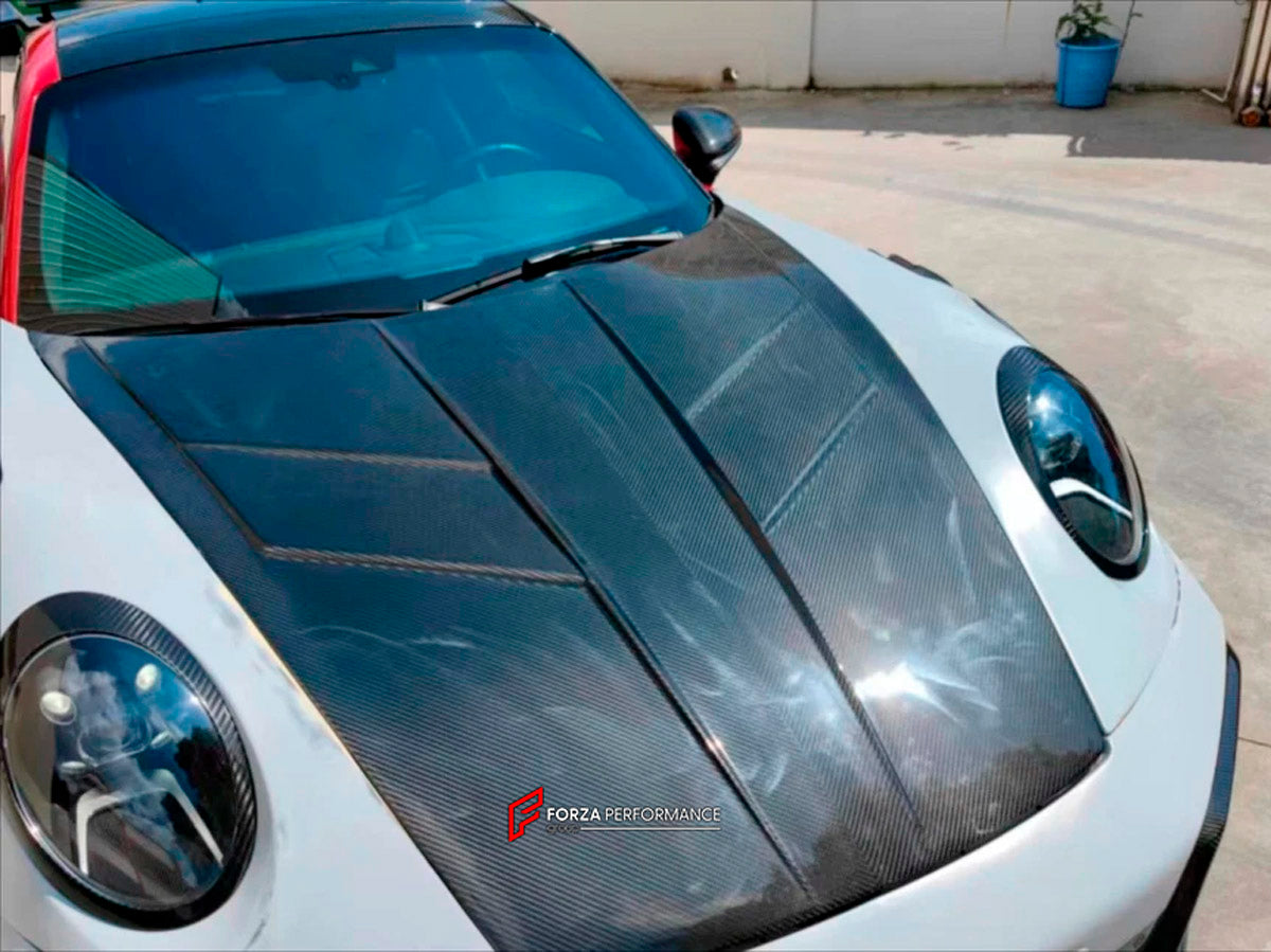 DRY CARBON Hood Bonnet for Porsche 911 992 2019+
Set includes:

Hood Bonnet
Material: Dry Carbon

NOTE: Professional installation is required.