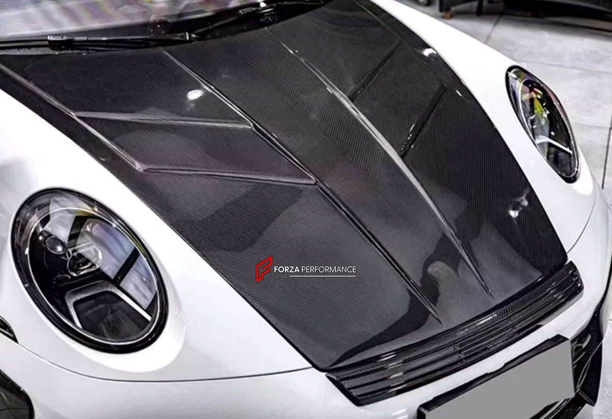 DRY CARBON Hood Bonnet for Porsche 911 992 2019+
Set includes:

Hood Bonnet
Material: Dry Carbon

NOTE: Professional installation is required.