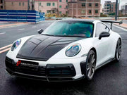 DRY CARBON Hood Bonnet for Porsche 911 992 2019+
Set includes:

Hood Bonnet
Material: Dry Carbon

NOTE: Professional installation is required.