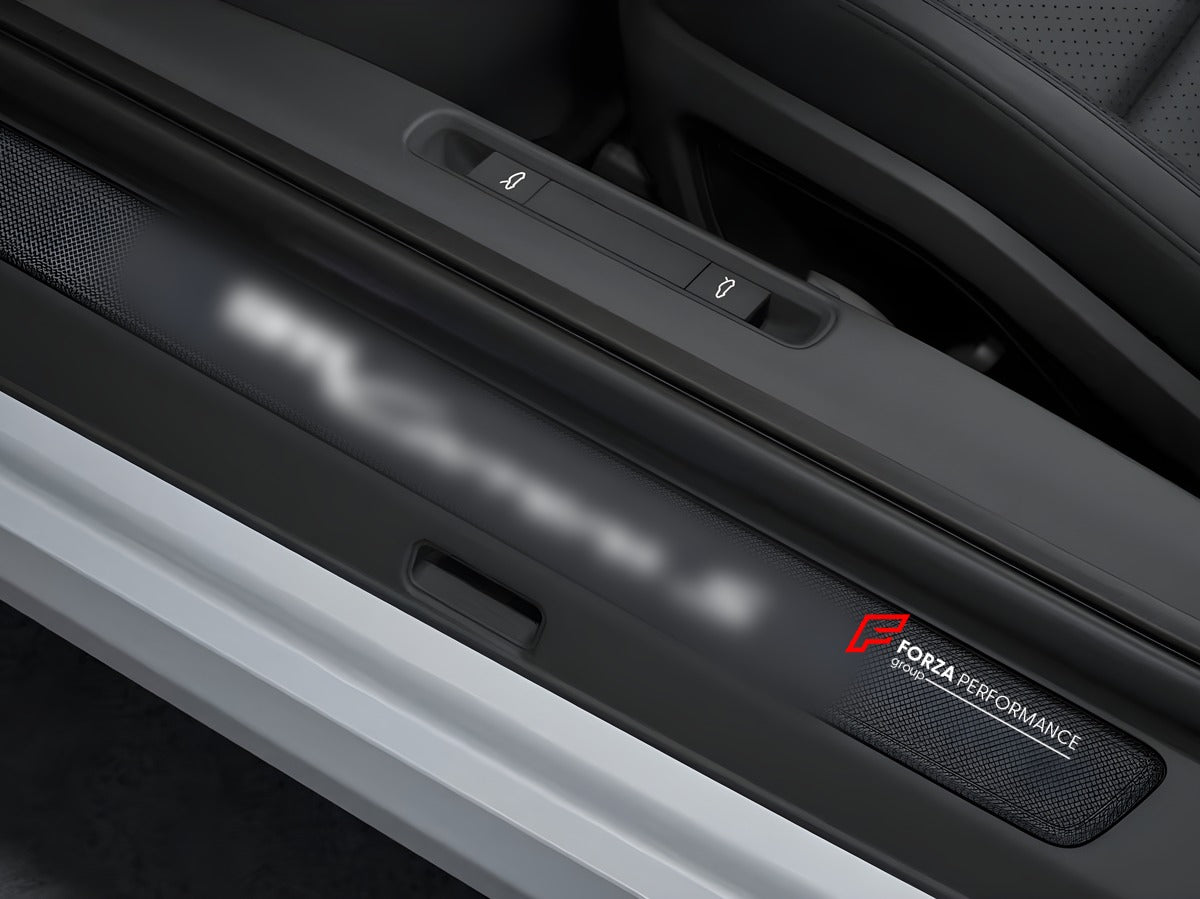 DRY CARBON ILLUMINATED DOOR SILLS for PORSCHE 911 992.2 2025+ Forza Performance custom fit buy custom lettering design