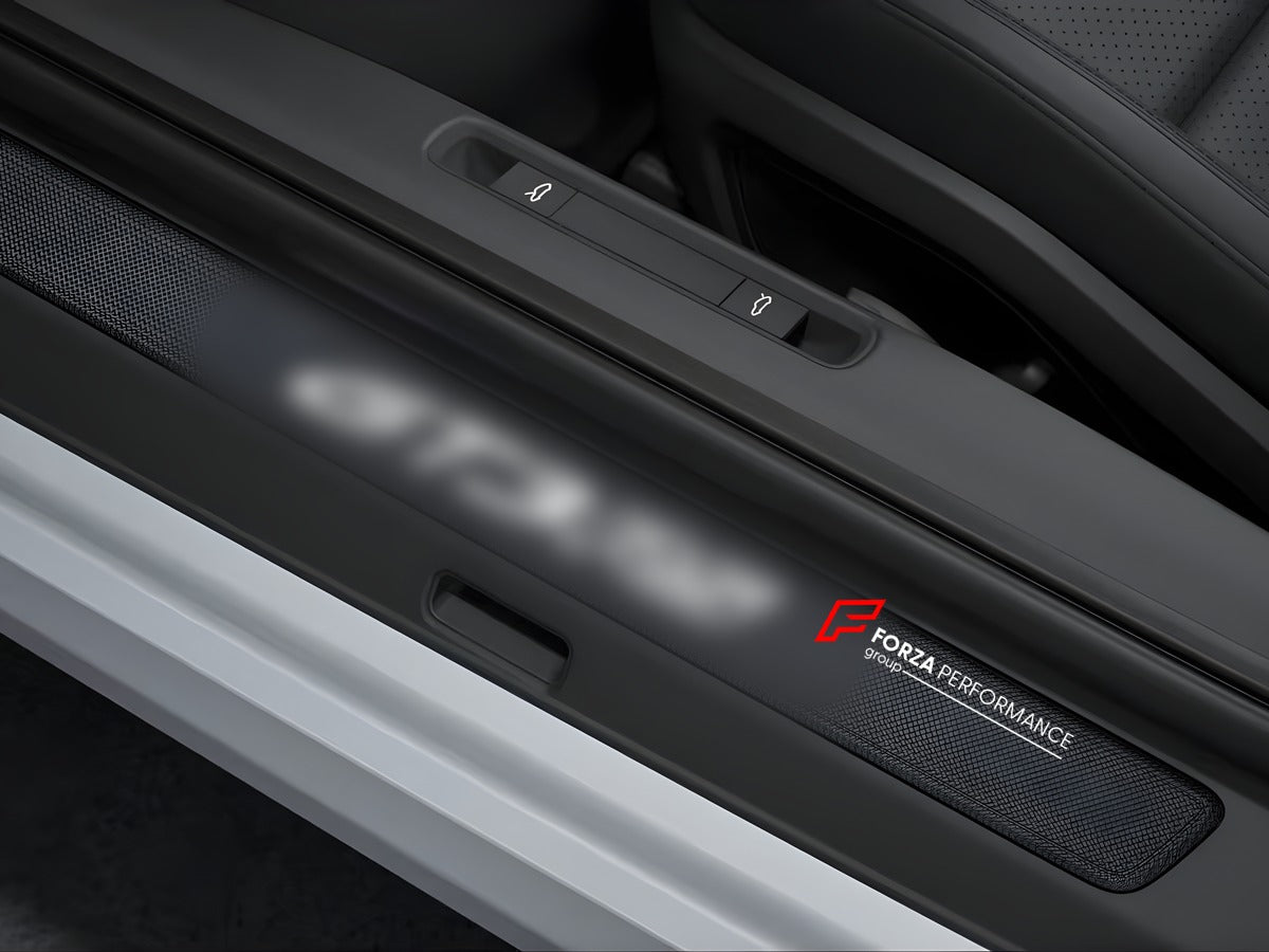 DRY CARBON ILLUMINATED DOOR SILLS for PORSCHE 911 992.2 2025+ Forza Performance custom fit buy custom lettering design
