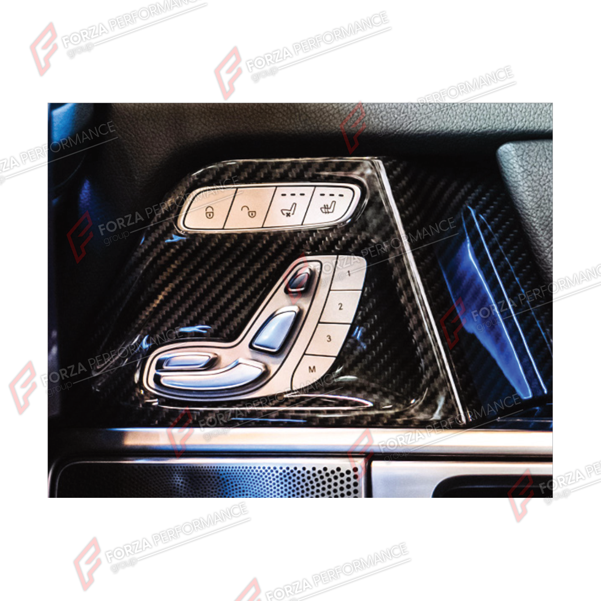 DRY CARBON INNER DOOR PANEL SEAT ADJUST SWITCH FRAME TRIM for MERCEDES-BENZ G-CLASS W464 G63 G350 G350D G400D G500 G550 2019 - 2024

Set includes:
Inner Door Panel Seat Adjust Switch Frame Trim

Material: Dry Carbon

NOTE: Professional installation is required.