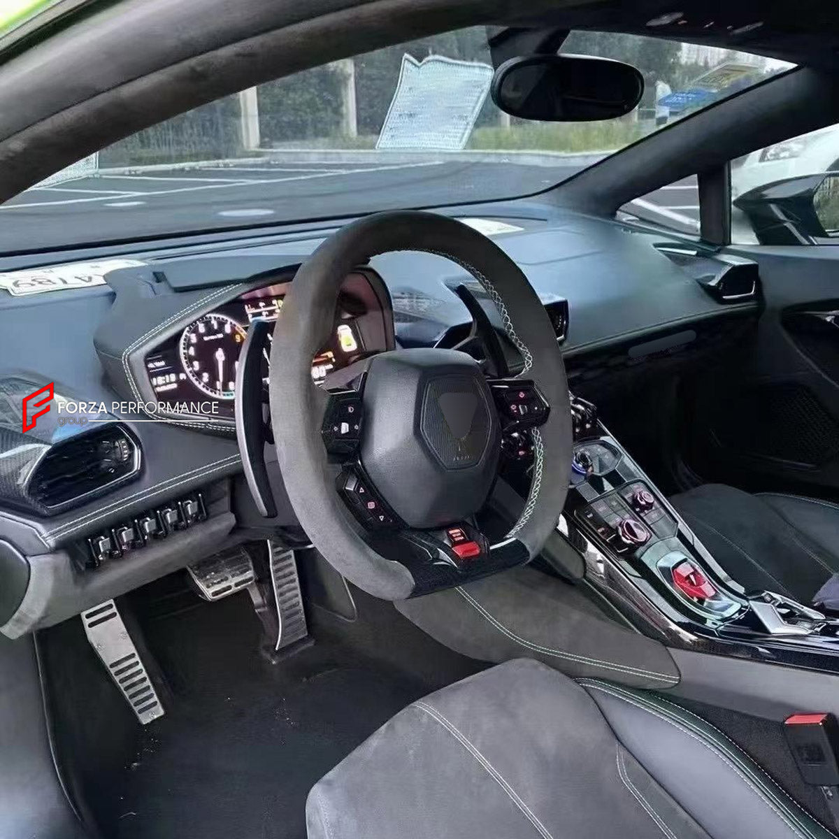 DRY CARBON INTERIOR KIT for LAMBORGHINI HURACAN LP580 LP610 2014 - 2019

Set includes:
Central Control Panel Trim
Dashboard Side Air Vents Covers
Interior Door Panel Trim

Material: Dry Carbon

NOTE: Professional installation is required.