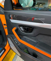 DRY CARBON INTERIOR KIT for Lamborghini Urus SE 2024+
Set includes:

Dashboard Instrument Cluster Trim
Center Console Trim Cover
Rear Center Console Air Vent Cover
Dashboard Trim Kit
Dashboard Side Air Vents Covers
Interior Door Panel Trim
Material: Dry Carbon

NOTE: Professional installation is required.