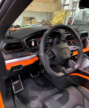 DRY CARBON INTERIOR KIT for Lamborghini Urus SE 2024+
Set includes:

Dashboard Instrument Cluster Trim
Center Console Trim Cover
Rear Center Console Air Vent Cover
Dashboard Trim Kit
Dashboard Side Air Vents Covers
Interior Door Panel Trim
Material: Dry Carbon

NOTE: Professional installation is required.