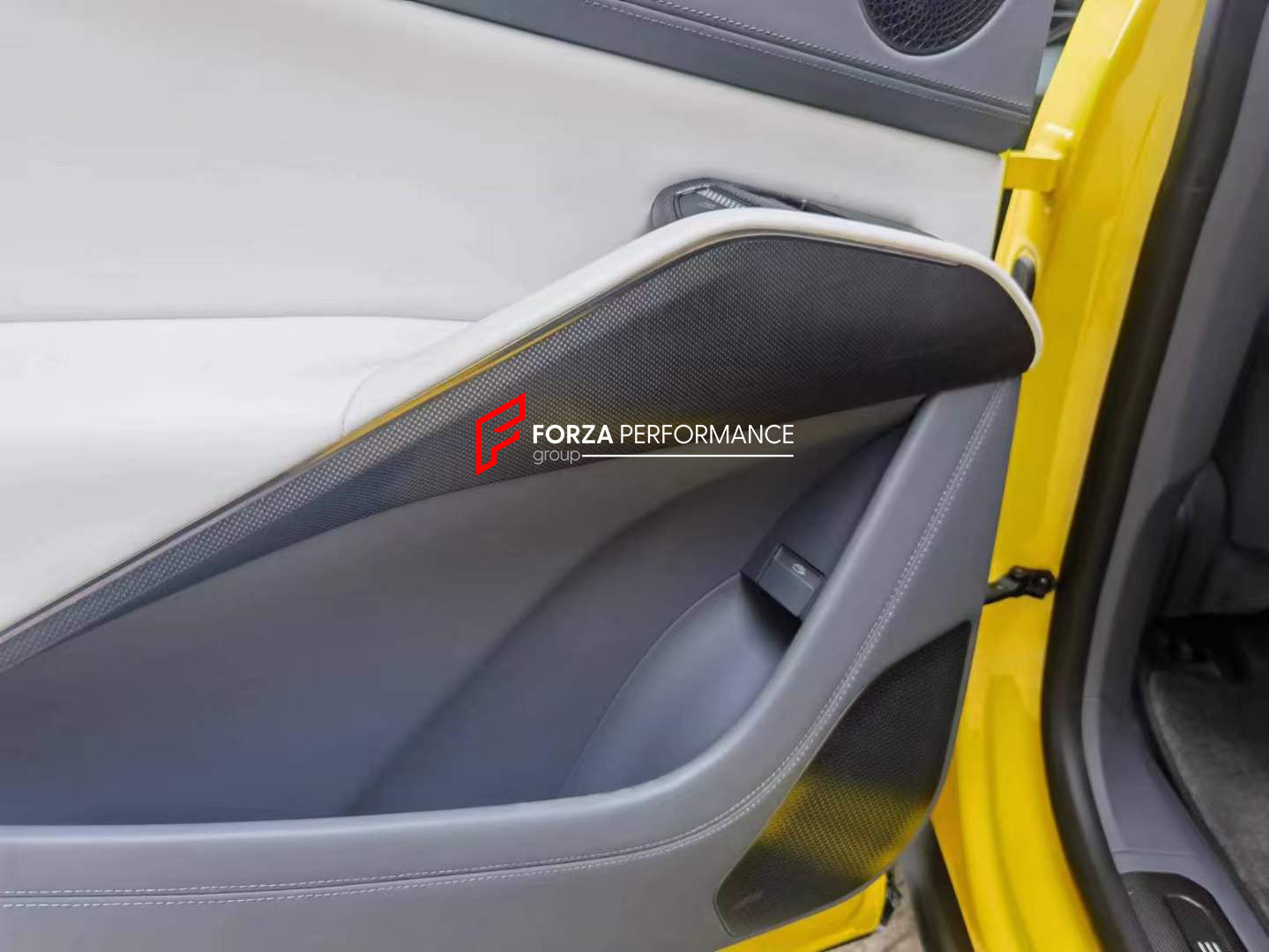 DRY CARBON INTERIOR KIT for LOTUS ELETRE  Set includes:  Front Doors Panel Covers Rear Doors Panel Covers Window Switch Covers Center Console Box Cover Light Frame Control Panel Cover Door Seals