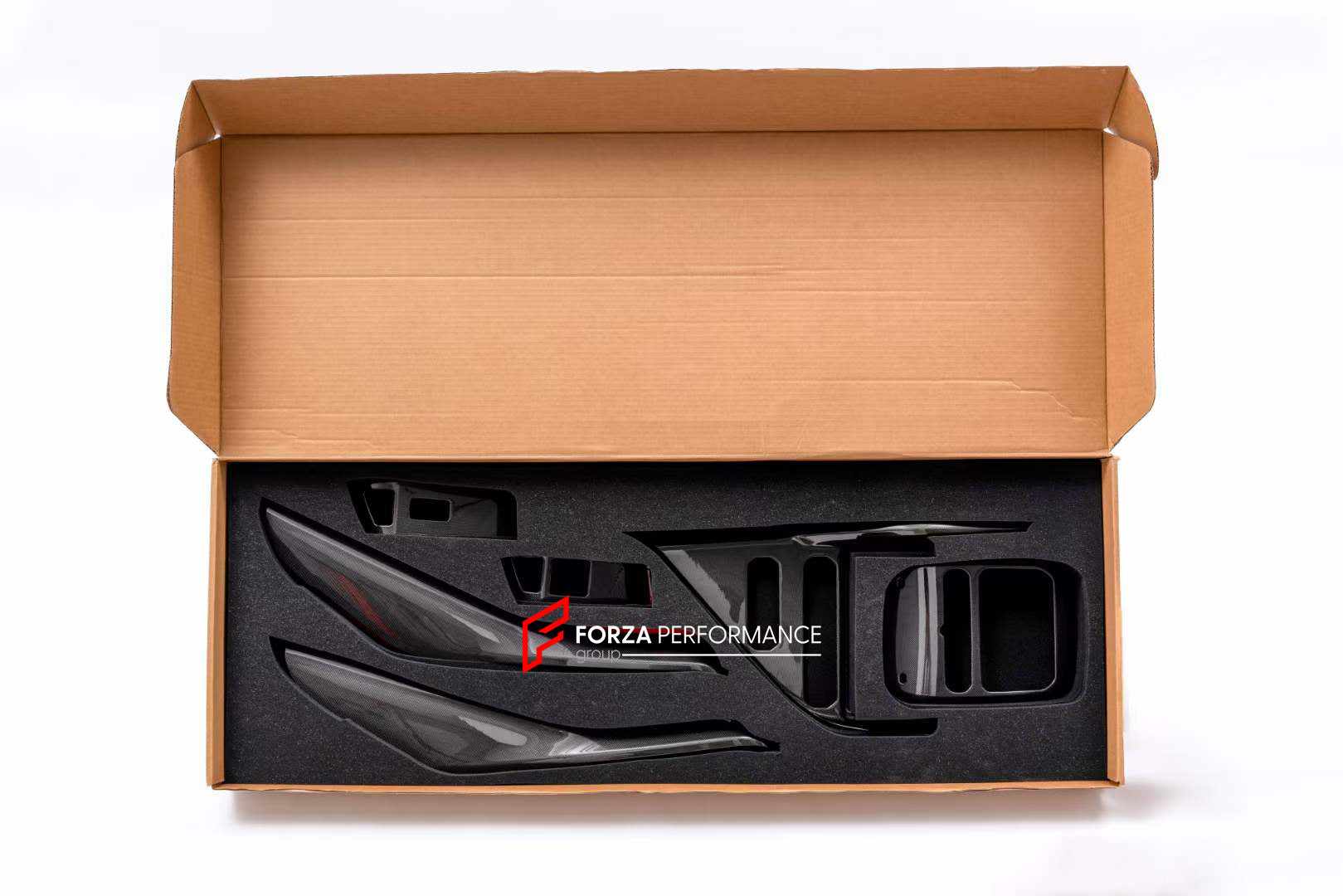 DRY CARBON INTERIOR KIT for LOTUS ELETRE  Set includes:  Front Doors Panel Covers Rear Doors Panel Covers Window Switch Covers Center Console Box Cover Light Frame Control Panel Cover Door Seals