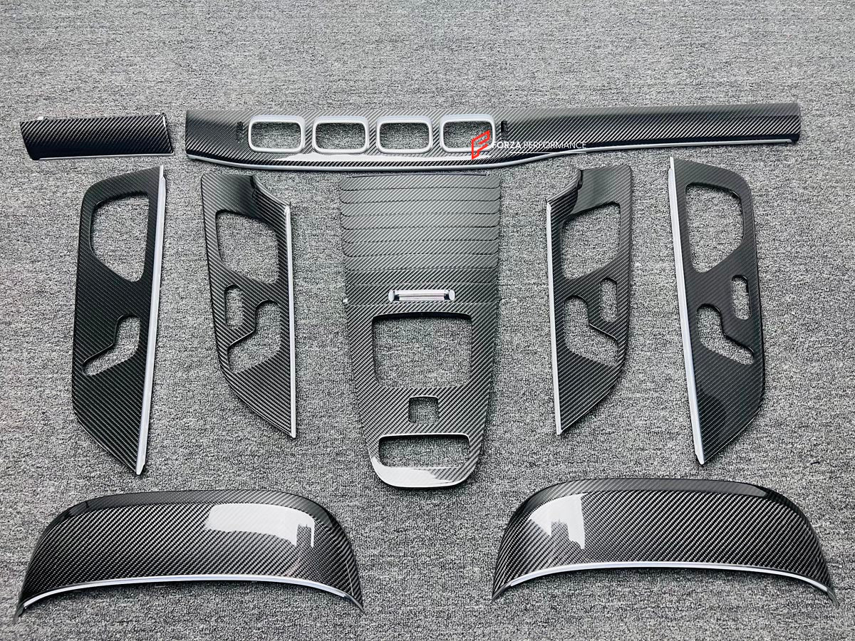 DRY CARBON INTERIOR KIT for MERCEDES-BENZ GLS X167 2019 - 2023

Set includes:
Dashboard
Central Console Trim
Door Panel Seat Switch Frame
Seat Covers

Material: Carbon Fiber
