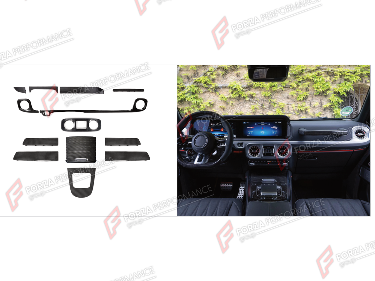 DRY CARBON INTERIOR KIT for MERCEDES-BENZ G-CLASS W465 G63 G450D G500 G550 2025+

Set includes:
Interior Kit

Material: Dry Carbon

NOTE: Professional installation is required.