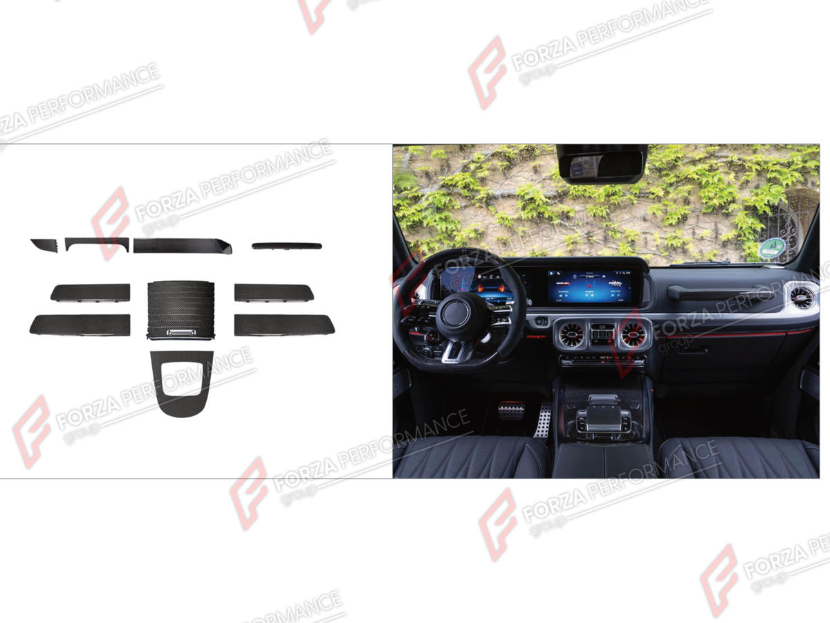 DRY CARBON INTERIOR KIT for MERCEDES-BENZ G-CLASS W465 G63 G450D G500 G550 2025+

Set includes:
Interior Kit

Material: Dry Carbon

NOTE: Professional installation is required.