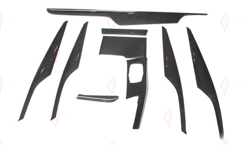DRY CARBON INTERIOR TRIM KIT 9 PCS for BMW M5 F90 2018 - 2023
Set includes:

Interior Trim Kit
Material: Dry Carbon

NOTE: For LHD (left-hand drive) cars only. Add-on type - installs over the original part. Professional installation is required.