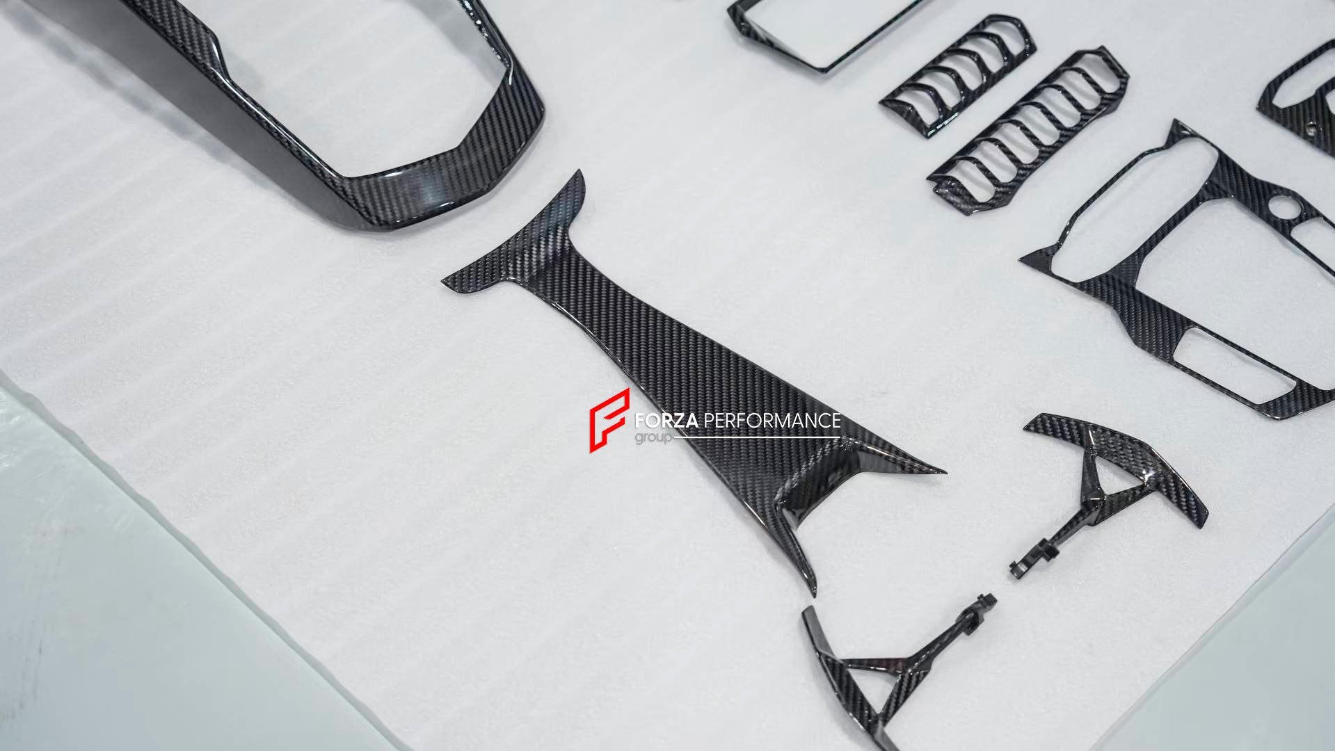 DRY CARBON INTERIOR TRIM KIT COVERS for LAMBORGHINI URUS 2018+

Set includes:

Center Console Trims
Dashboard Trims

Paddle Shifters
Door Trims

Material: Dry Carbon

Note: Professional installation is required.