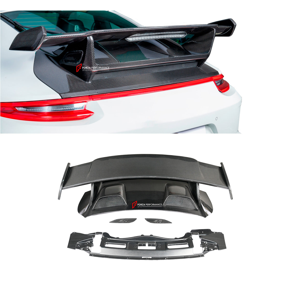 DRY CARBON REAR WING SPOILER WITH ENGINE COVER for PORSCHE 911 991.2 GT3 2015 - 2020