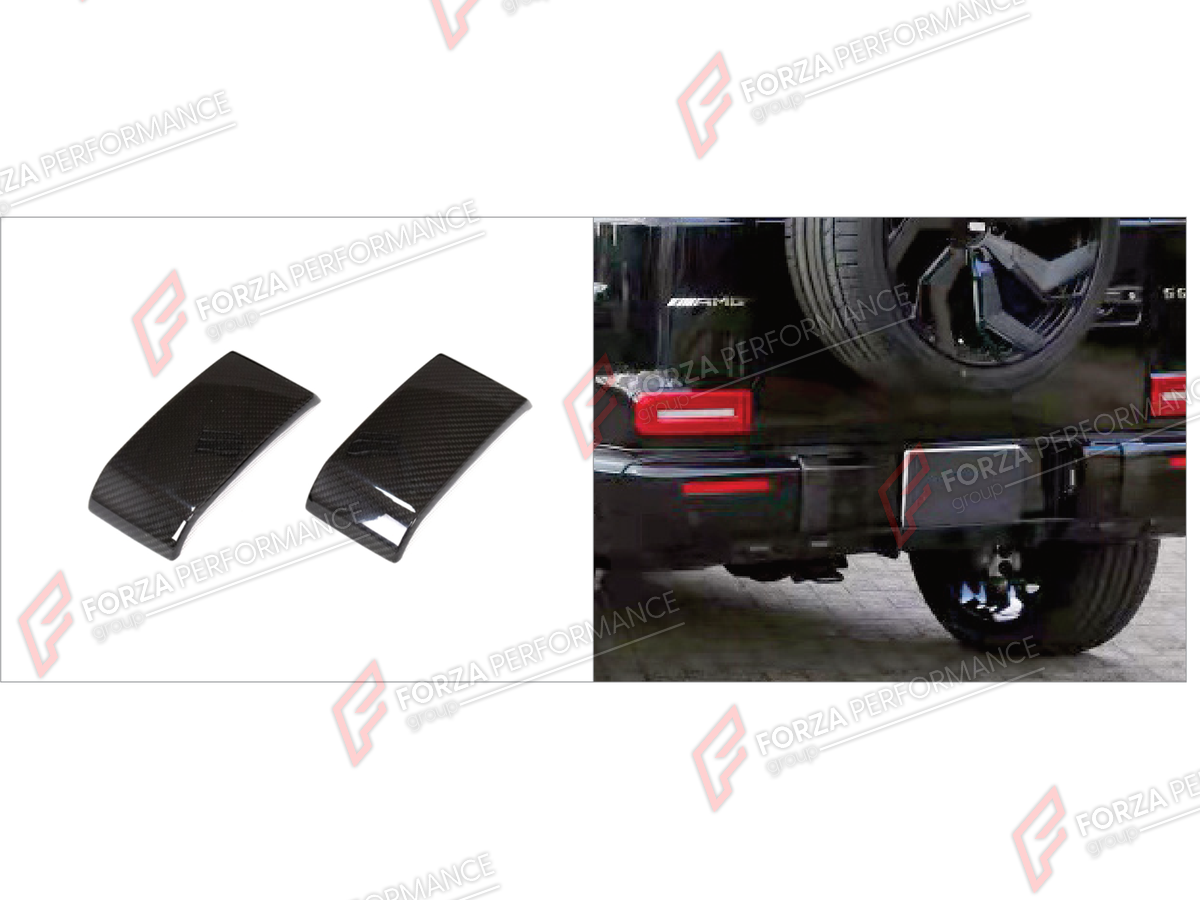 DRY CARBON REAR BUMPER COVER TRIMS for MERCEDES-BENZ G-CLASS W464 G63 2019 - 2024 FORZA PERFORMANCE custom fit JCW Style

Set includes:
Rear Bumper Cover Trims

Material: Dry Carbon

NOTE: Professional installation is required.
