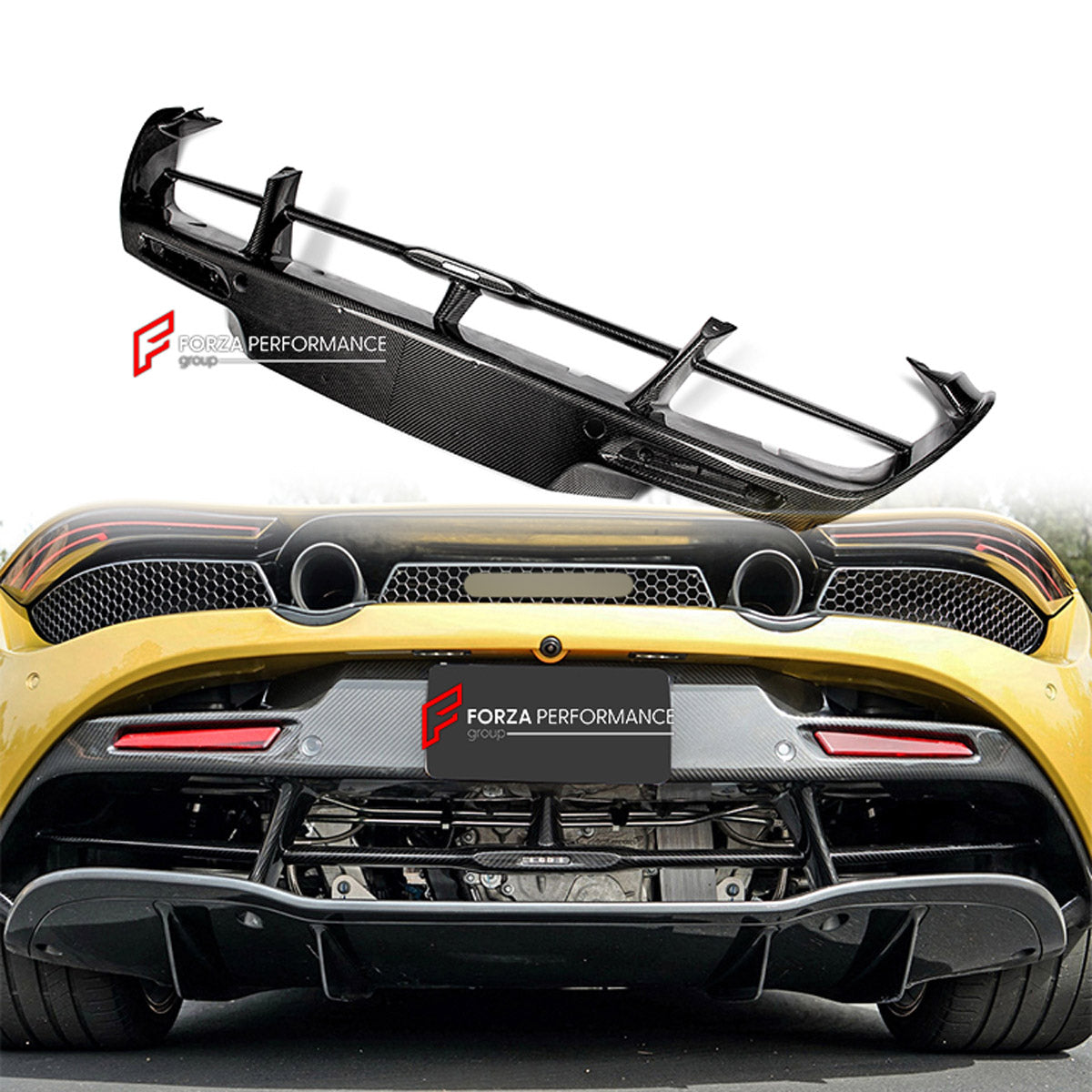 DRY CARBON REAR BUMPER for MCLAREN 720S 2017 - 2023 FORZA PERFORMANCE custom fit OEM Style

Set includes:
Rear Bumper

Material: Dry Carbon

NOTE: Professional installation is required.