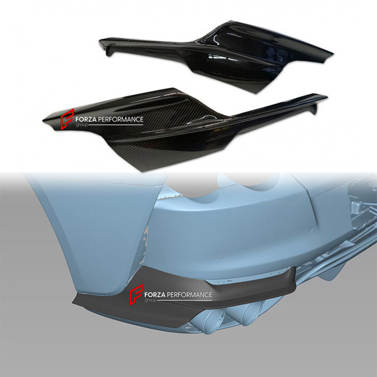 DRY CARBON REAR BUMPER SPLITTERS for FERRARI 812 SUPERFAST GTS 2017 - 2024 FORZA PERFORMANCE custom fit N Style

Set includes:
Rear Bumper Splitters

Material: Dry Carbon

NOTE: Professional installation is required.
