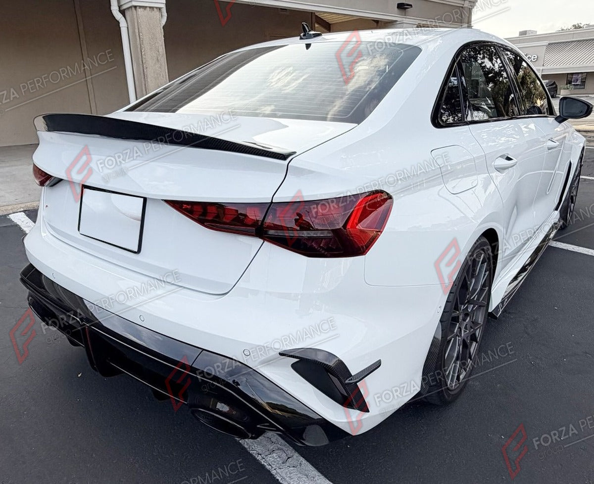 DRY CARBON REAR CANARDS for AUDI RS3 8.5Y SEDAN 2025+ FORZA PERFORMANCE Custom Fit
Set includes:

Rear Canards
Material: Dry Carbon

NOTE: Professional installation is required.

Why “Contact Us for Pricing”?
We don’t display fixed prices because our goal is to offer you the most competitive deal possible. Product costs often decrease over time, and by requesting a quote, you’ll receive our most up-to-date price on market.

SECURED PAYMENT METHODS
PayPal (+4.4% fee)
Visa / Mastercard / American Express (thr