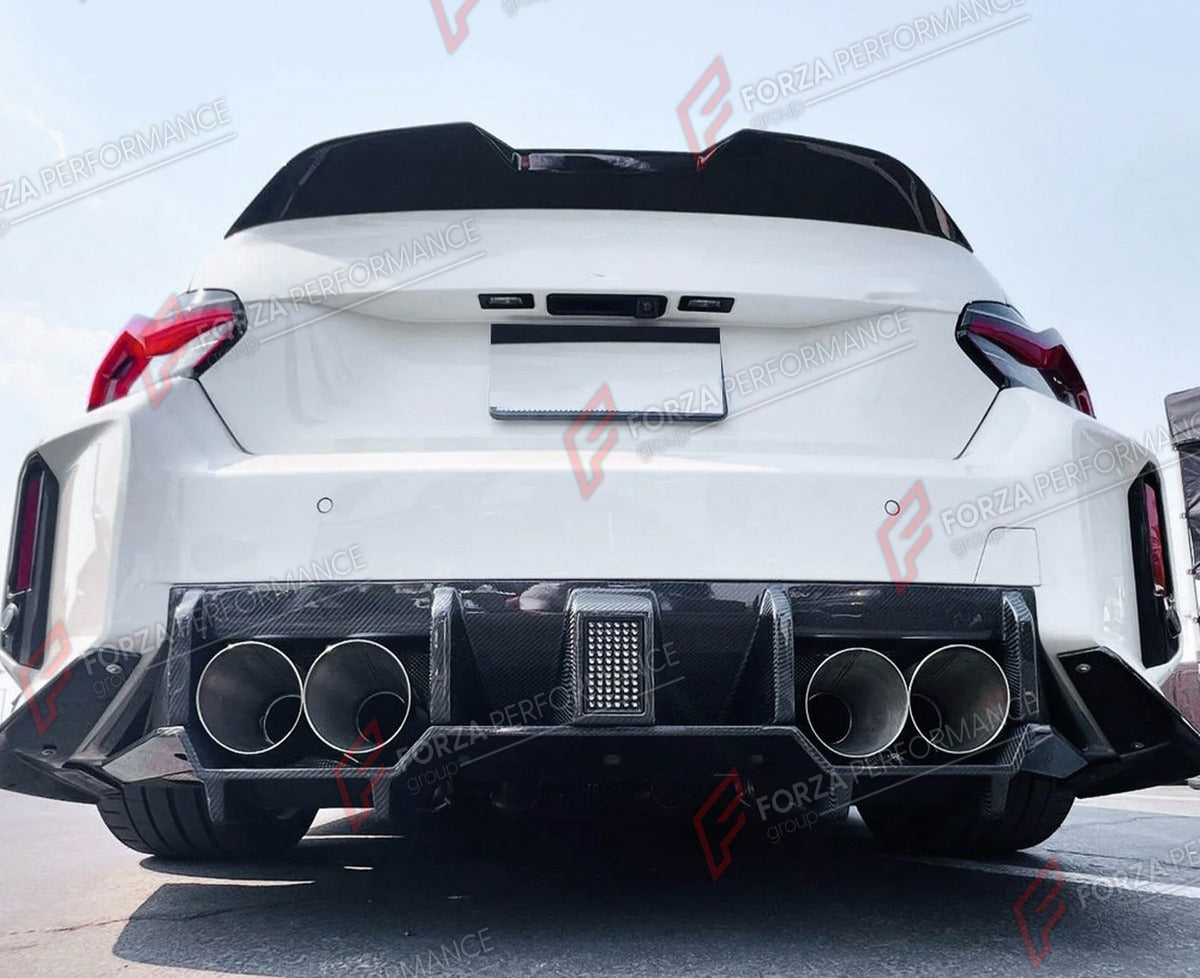 DRY CARBON REAR DIFFUSER for BMW M2 G87 COUPE 2022 - 2024 FORZA PERFORMANCE Custom Fit
Set includes:

Rear Diffuser
LED Brake Light
Material: Dry Carbon

NOTE: Professional installation is required.

Why “Contact Us for Pricing”?
We don’t display fixed prices because our goal is to offer you the most competitive deal possible. Product costs often decrease over time, and by requesting a quote, you’ll receive our most up-to-date price on market.

SECURED PAYMENT METHODS
PayPal (+4.4% fee)
Visa / Mastercard / 