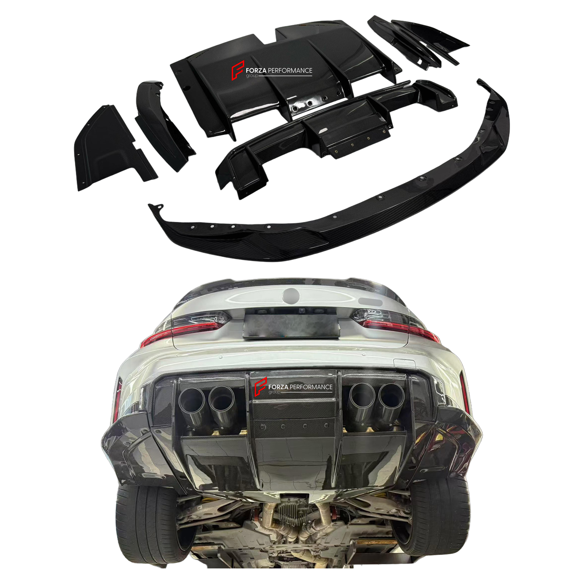 DRY CARBON REAR DIFFUSER for BMW M4 G82 2021+ FORZA PERFORMANCE custom fit RSC Style

Set includes:
Rear Diffuser

Material: Dry Carbon

NOTE: Professional installation is required.