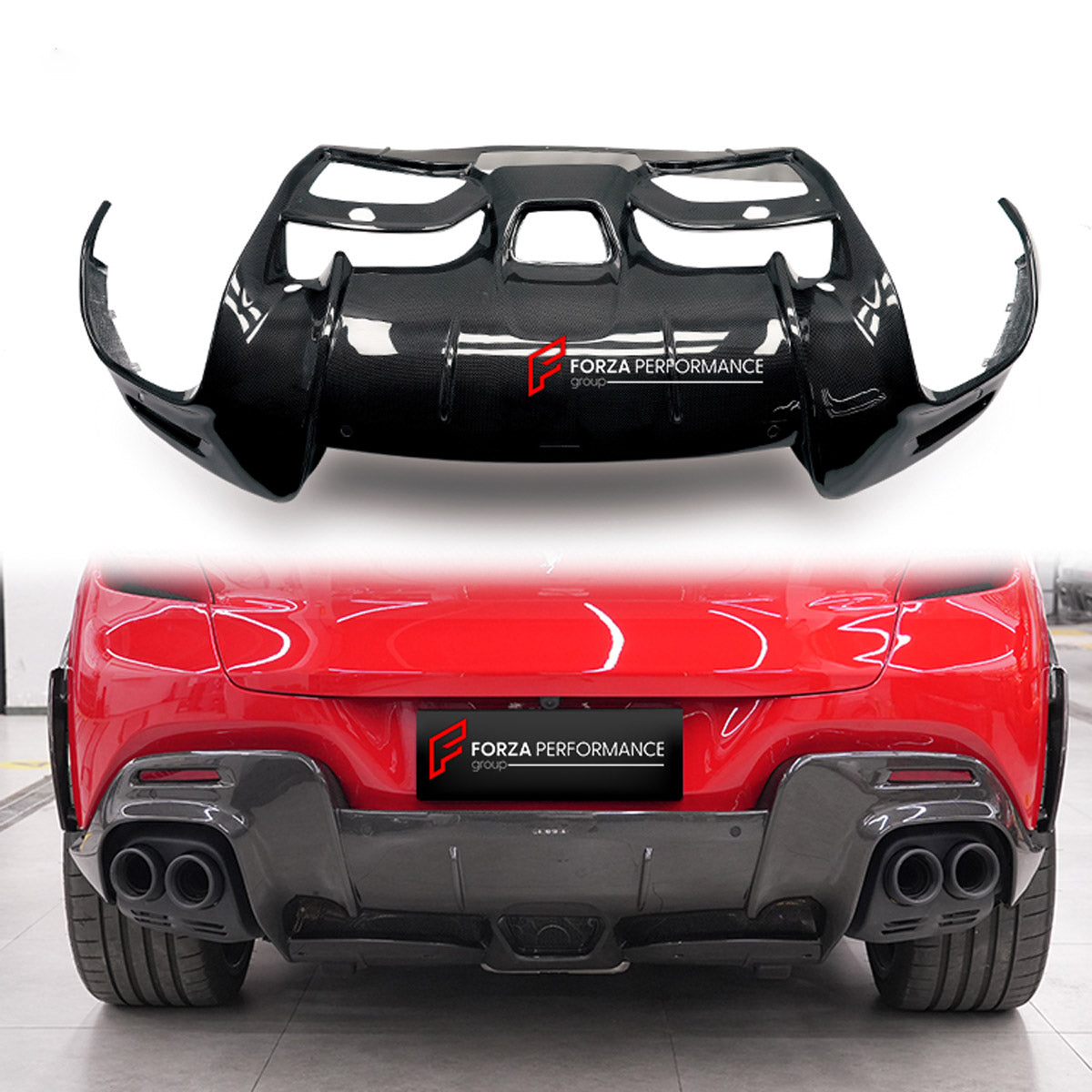 DRY CARBON REAR DIFFUSER for FERRARI PUROSANGUE 2023+ FORZA PERFORMANCE custom fit OEM Style

Set includes:
Rear Diffuser

Material: Dry Carbon

NOTE: Professional installation is required.