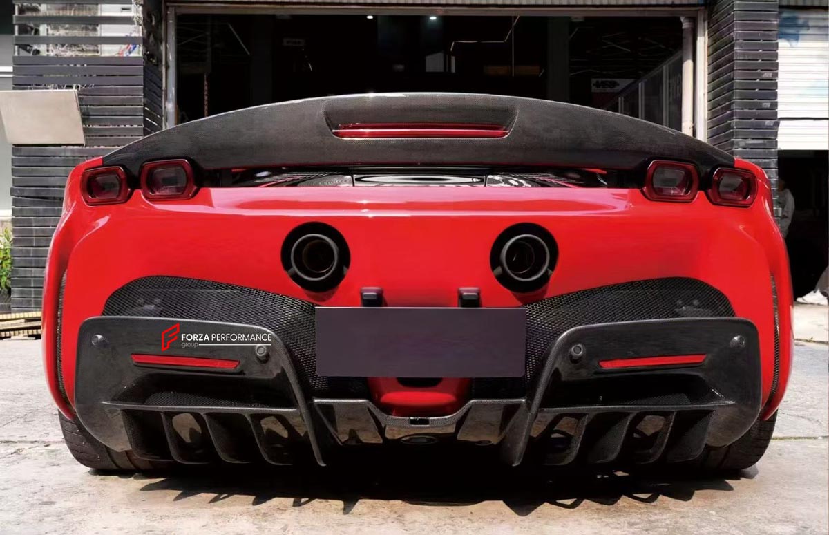 DRY CARBON REAR DIFFUSER for FERRARI SF90 2019+
Set includes:

Rear Diffuser
Material: Dry Carbon

NOTE: Professional installation is required.