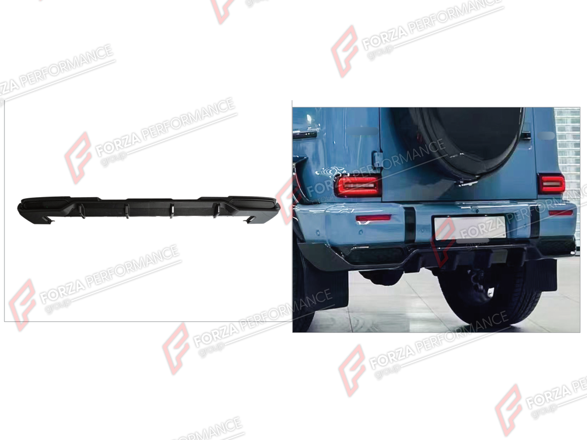 DRY CARBON REAR DIFFUSER for MERCEDES-BENZ G-CLASS W465 G63 G450D G500 G550 2025+ FORZA PERFORMANCE custom fit TOP Style

Set includes:
Rear Diffuser

Material: Dry Carbon

NOTE: Professional installation is required.