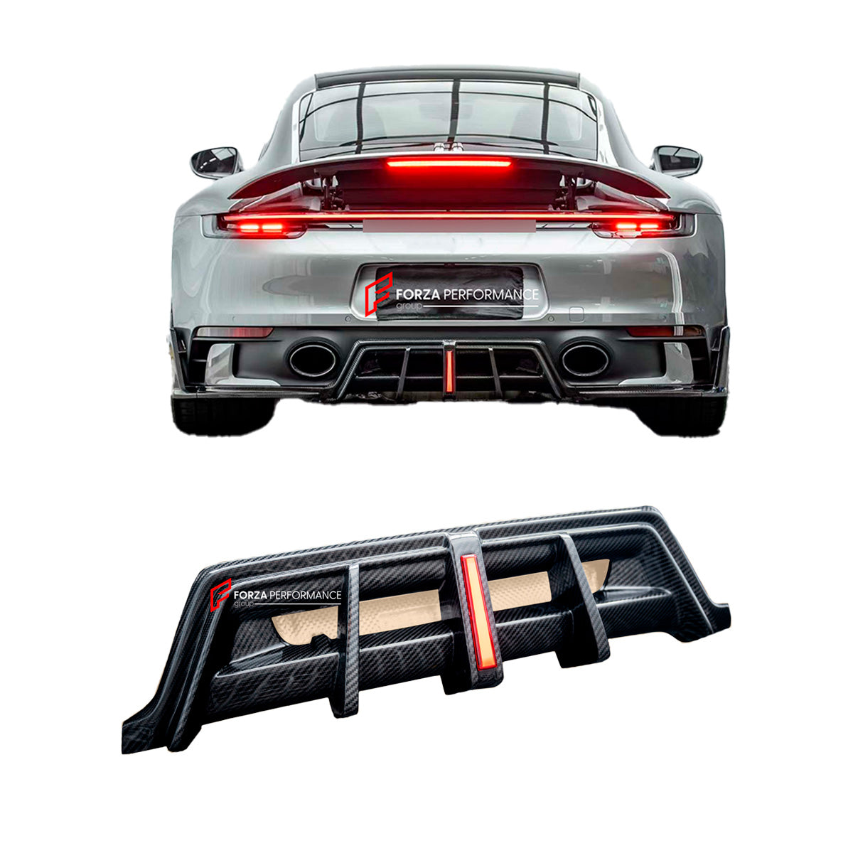DRY CARBON REAR DIFFUSER for PORSCHE 911 992.1 CARRERA S 2019 - 2025