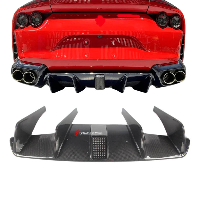 DRY CARBON REAR DIFFUSER WITH LIGHT for FERRARI 812 SUPERFAST GTS 2017 - 2024